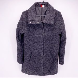 H&M Leopard Print Long Wool Peacoat Jacket Sz 4